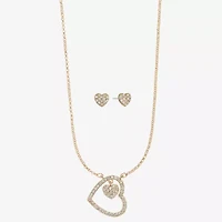 Liz Claiborne Womens Glass Heart Hypoallergenic 2-pc. Jewelry Set