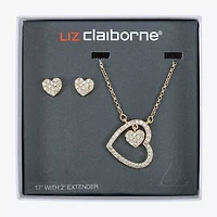 Liz Claiborne Womens Glass Heart Hypoallergenic 2-pc. Jewelry Set