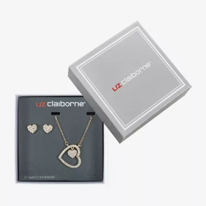 Liz Claiborne Womens Glass Heart Hypoallergenic 2-pc. Jewelry Set