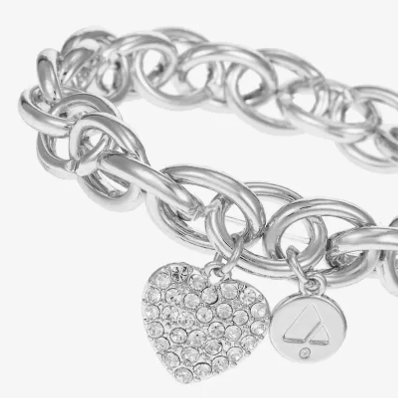 Liz Claiborne Womens Glass Heart Stretch Bracelet