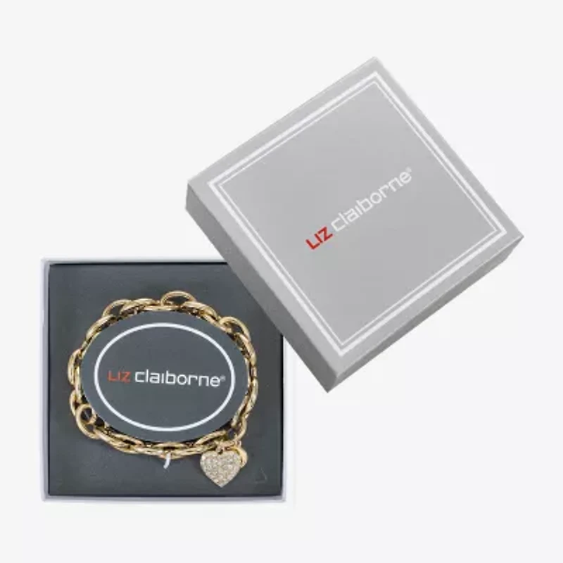 Liz Claiborne Womens Glass Heart Stretch Bracelet