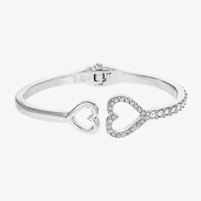 Liz Claiborne Womens Glass Heart Bangle Bracelet