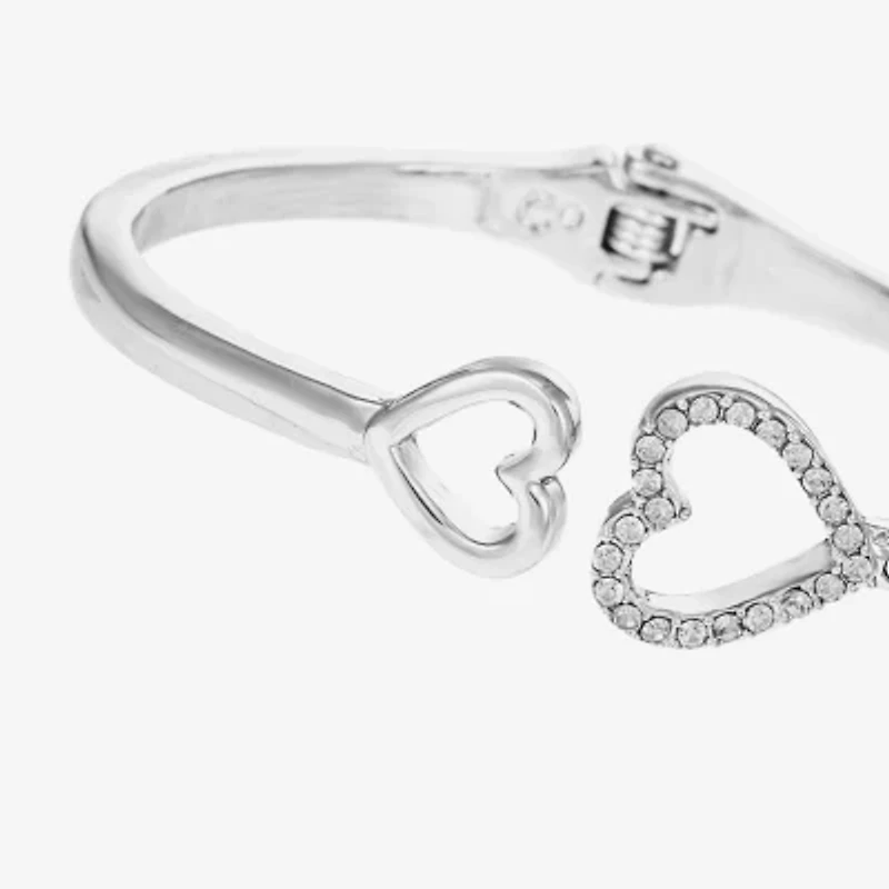 Liz Claiborne Womens Glass Heart Bangle Bracelet
