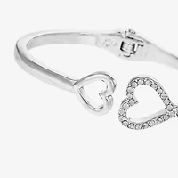 Liz Claiborne Womens Glass Heart Bangle Bracelet