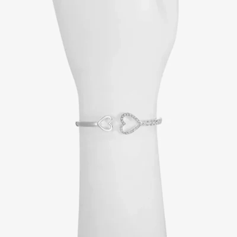 Liz Claiborne Womens Glass Heart Bangle Bracelet