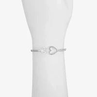Liz Claiborne Womens Glass Heart Bangle Bracelet