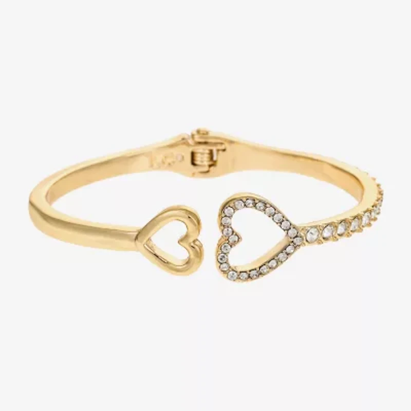 Liz Claiborne Womens Glass Heart Bangle Bracelet
