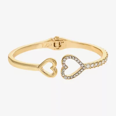 Liz Claiborne Womens Glass Heart Bangle Bracelet