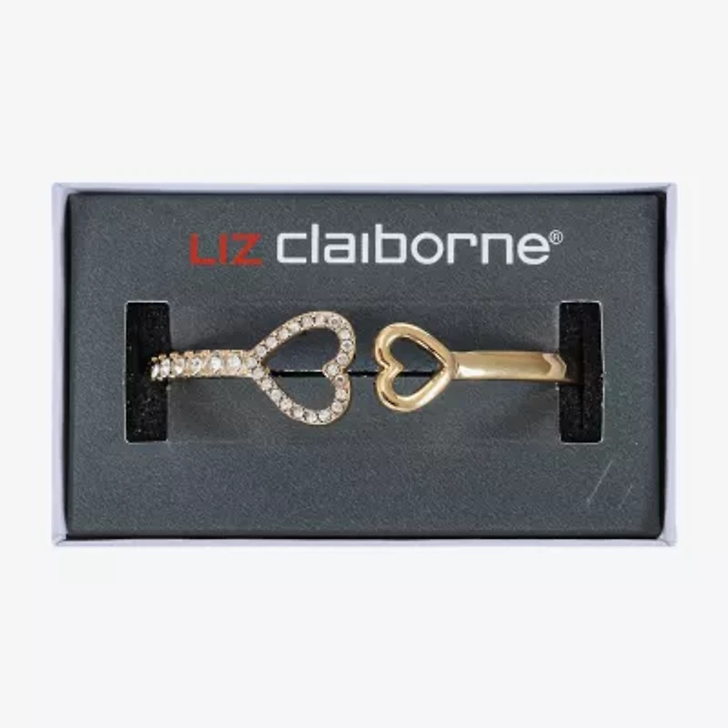 Liz Claiborne Womens Glass Heart Bangle Bracelet