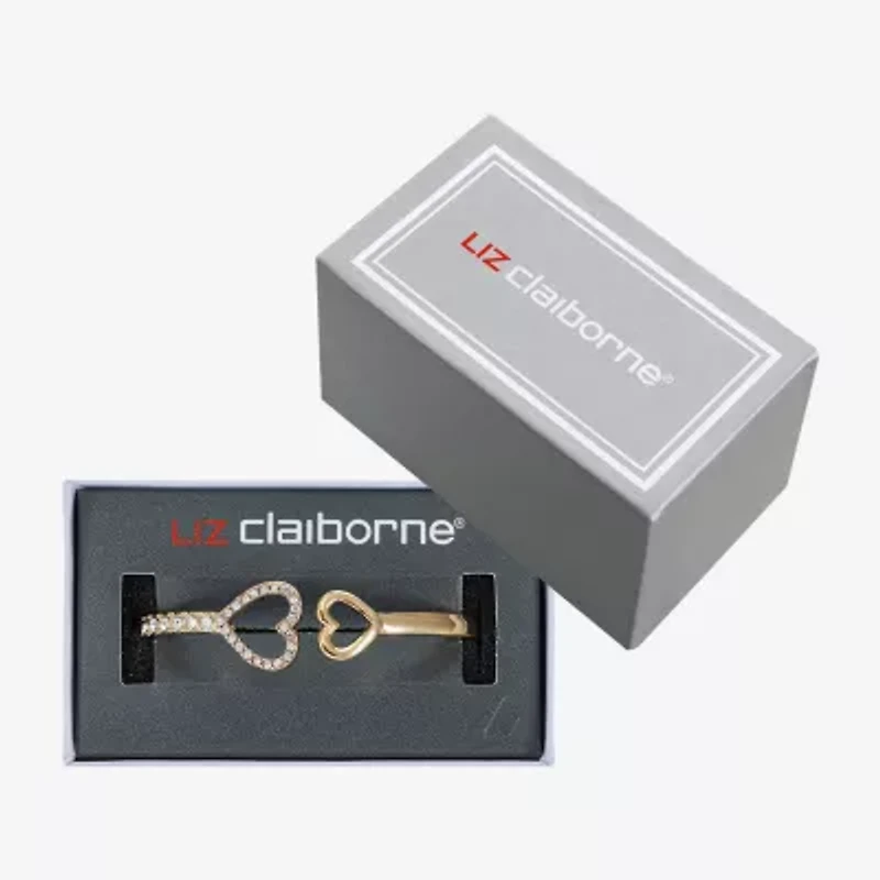 Liz Claiborne Womens Glass Heart Bangle Bracelet