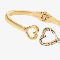 Liz Claiborne Womens Glass Heart Bangle Bracelet