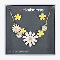 Liz Claiborne Gold Tone Womens Yellow Glass Flower Hypoallergenic 2-pc. Jewelry Set