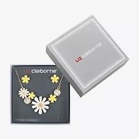 Liz Claiborne Gold Tone Womens Yellow Glass Flower Hypoallergenic 2-pc. Jewelry Set