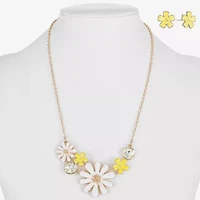 Liz Claiborne Gold Tone Womens Yellow Glass Flower Hypoallergenic 2-pc. Jewelry Set