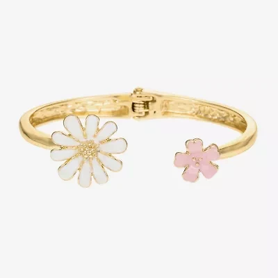 Liz Claiborne Gold Tone Womens Flower Bangle Bracelet