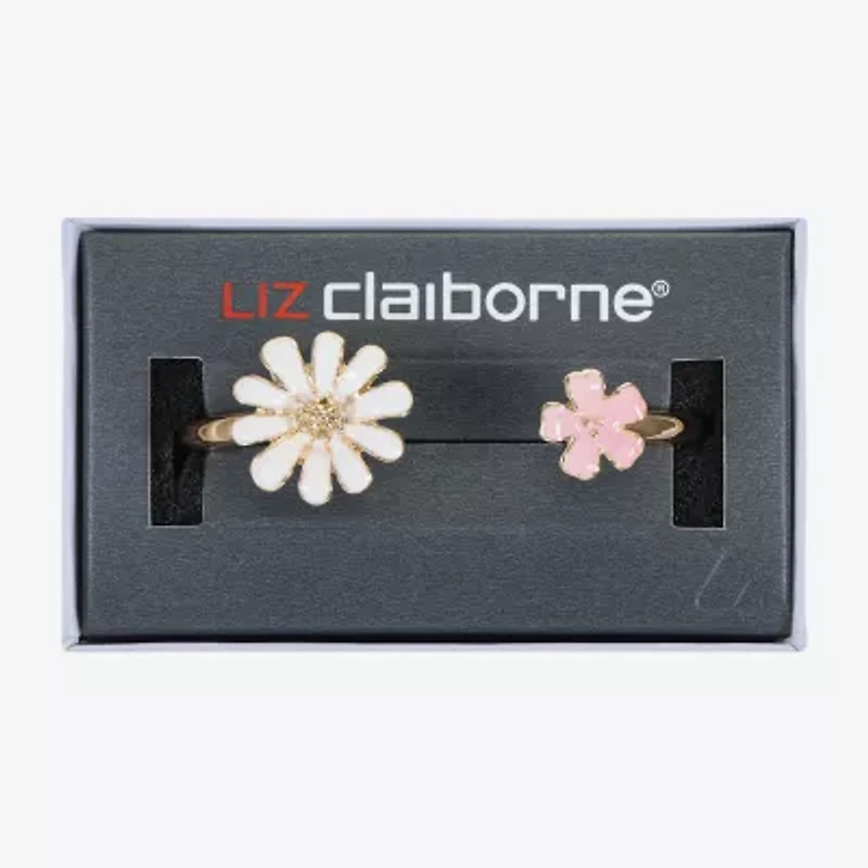 Liz Claiborne Gold Tone Womens Flower Bangle Bracelet