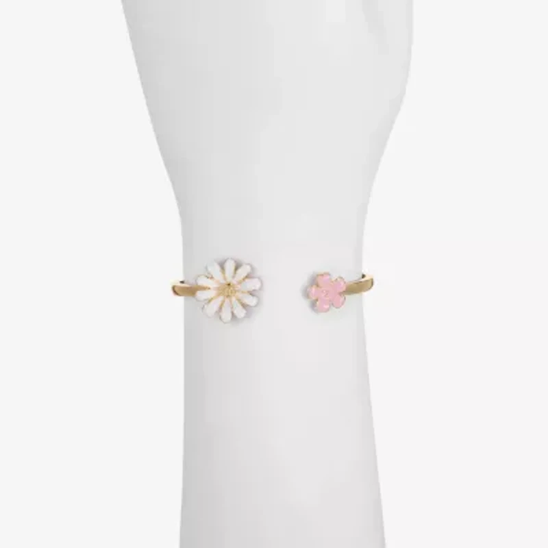 Liz Claiborne Gold Tone Womens Flower Bangle Bracelet