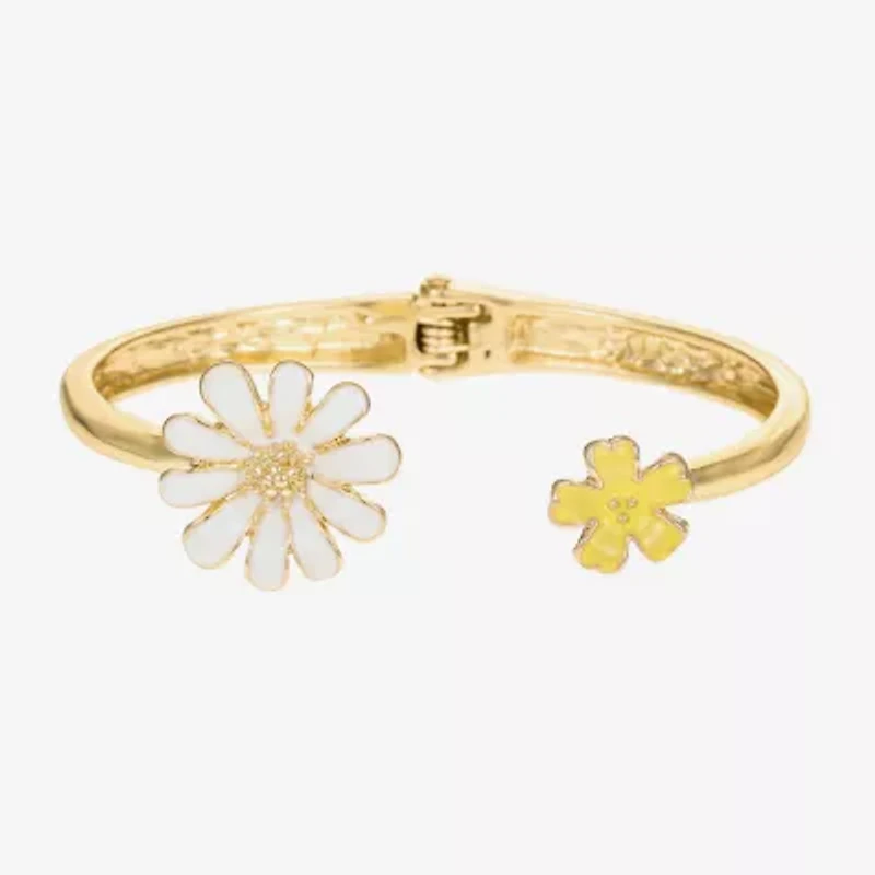 Liz Claiborne Gold Tone Womens Flower Bangle Bracelet