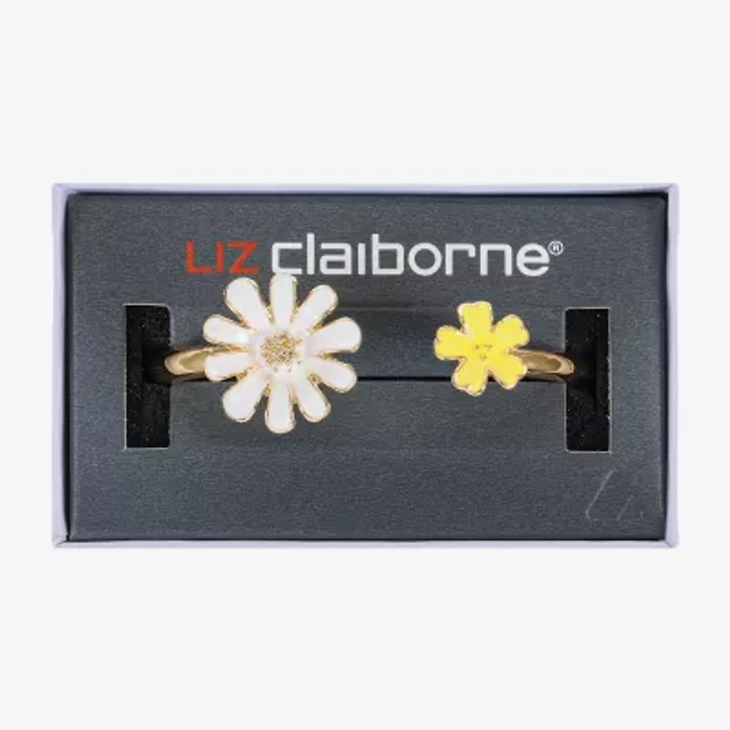 Liz Claiborne Gold Tone Womens Flower Bangle Bracelet
