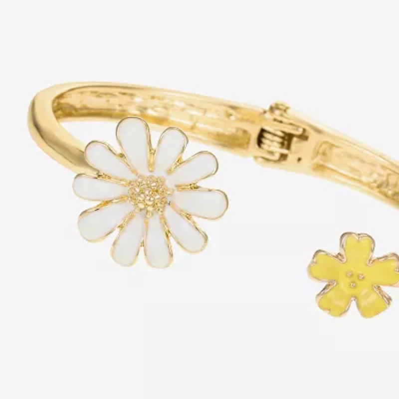 Liz Claiborne Gold Tone Womens Flower Bangle Bracelet
