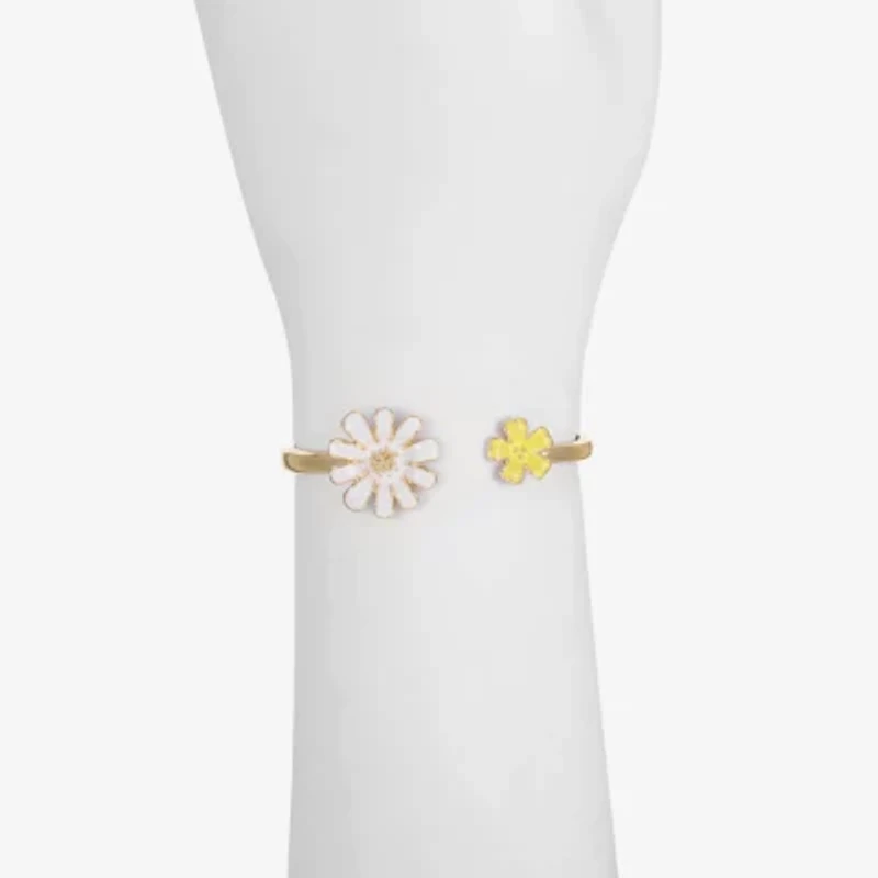 Liz Claiborne Gold Tone Womens Flower Bangle Bracelet