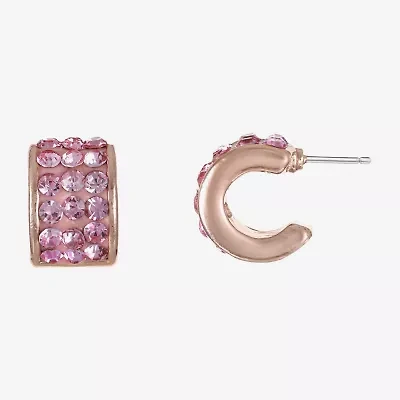 Monet Jewelry Womens Pink Glass 13mm Hypoallergenic Hoop Earrings
