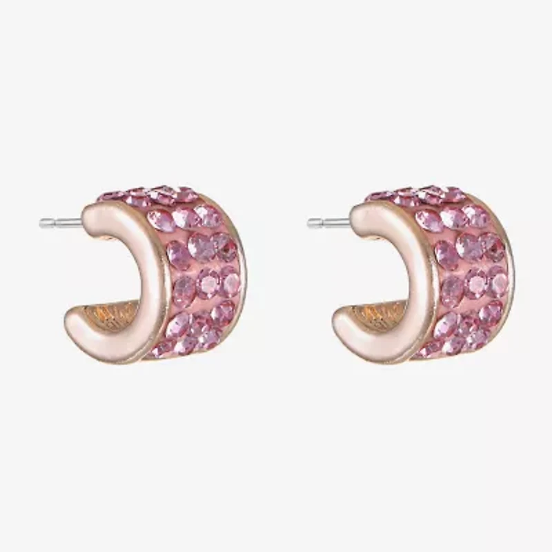 Monet Jewelry Womens Pink Glass 13mm Hypoallergenic Hoop Earrings