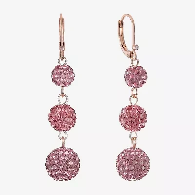 Monet Jewelry Womens Pink Glass Drop Earrings