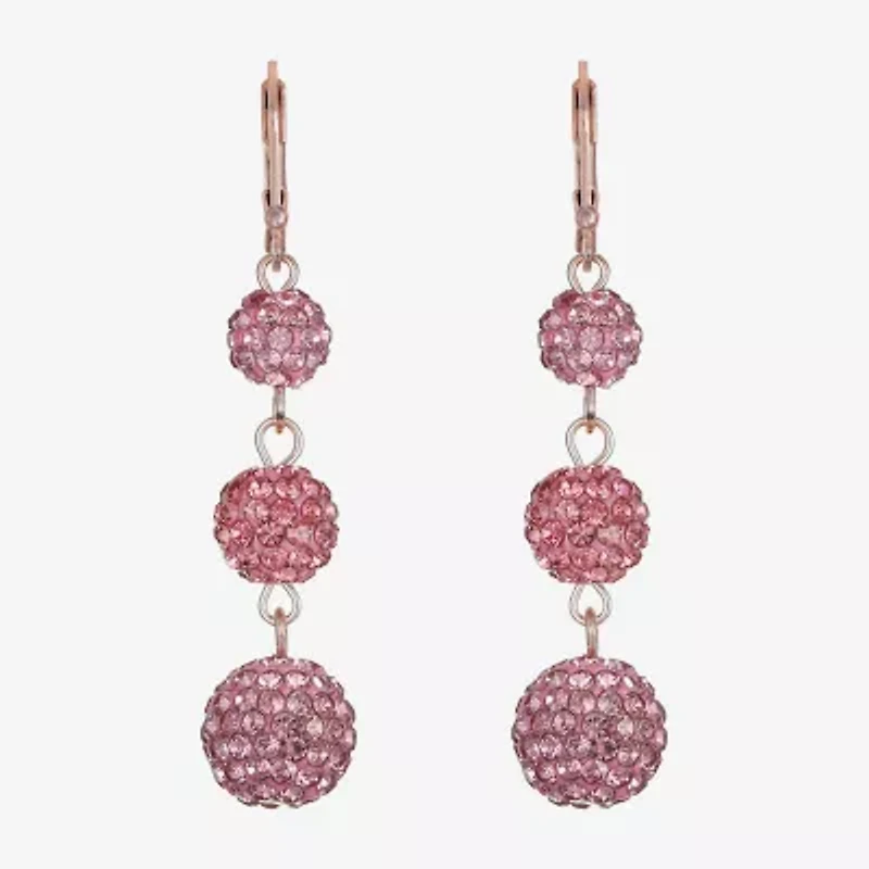 Monet Jewelry Womens Pink Glass Drop Earrings