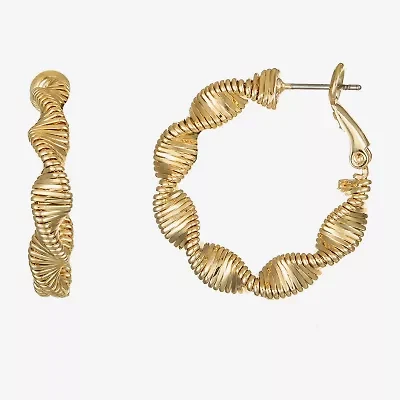 Monet Jewelry Twisted Womens 30mm Hypoallergenic Hoop Earrings