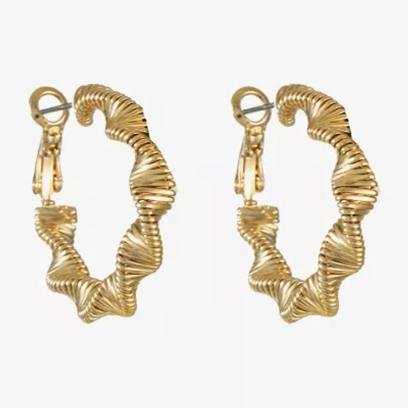 Monet Jewelry Twisted Womens 30mm Hypoallergenic Hoop Earrings