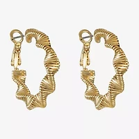 Monet Jewelry Twisted Womens 30mm Hypoallergenic Hoop Earrings