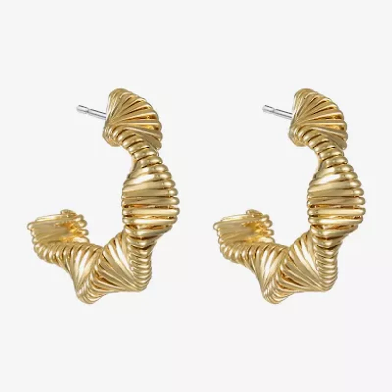 Monet Jewelry Twisted Womens 20mm Hypoallergenic Hoop Earrings
