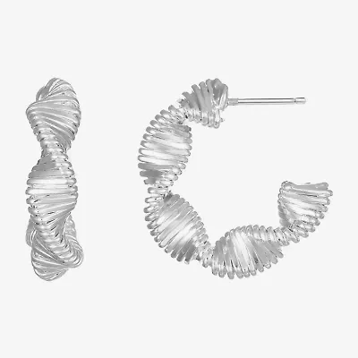 Monet Jewelry Twisted Womens 20mm Hypoallergenic Hoop Earrings