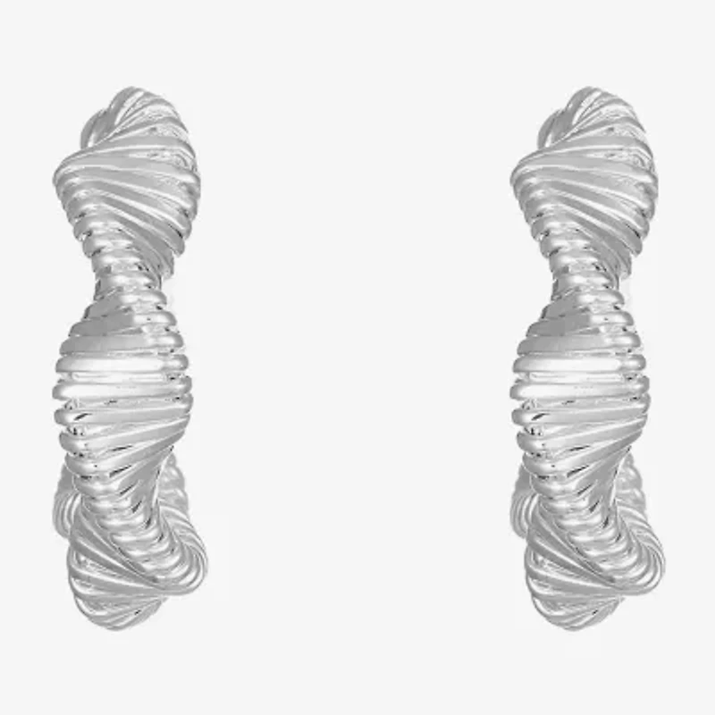 Monet Jewelry Twisted Womens 20mm Hypoallergenic Hoop Earrings