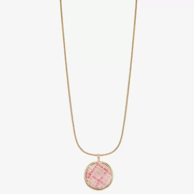 Monet Jewelry Gold Tone Tweed Womens Round 17 Inch Pendant Necklace