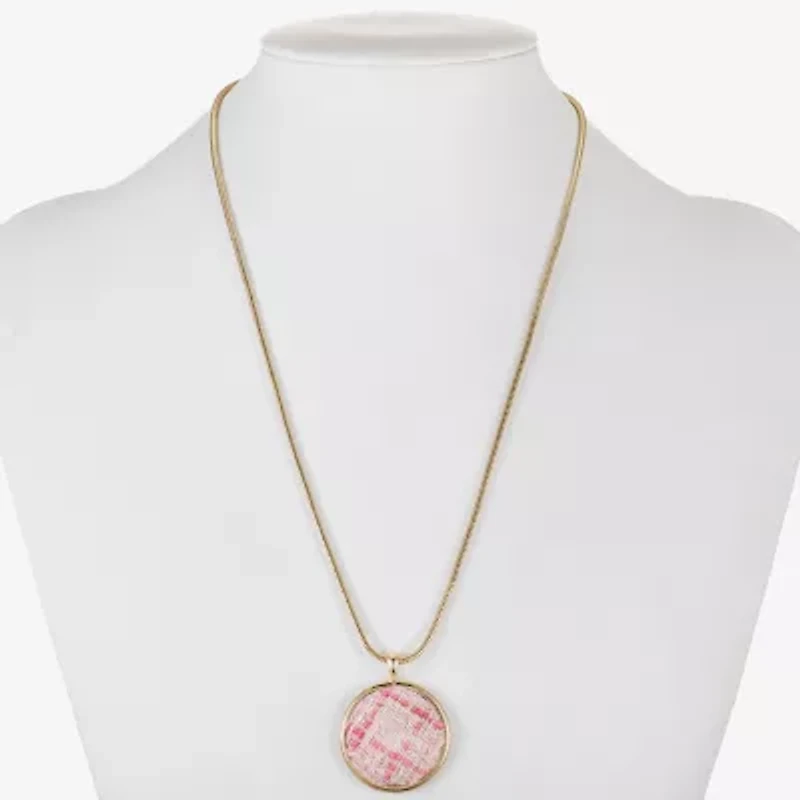 Monet Jewelry Gold Tone Tweed Womens Round 17 Inch Pendant Necklace