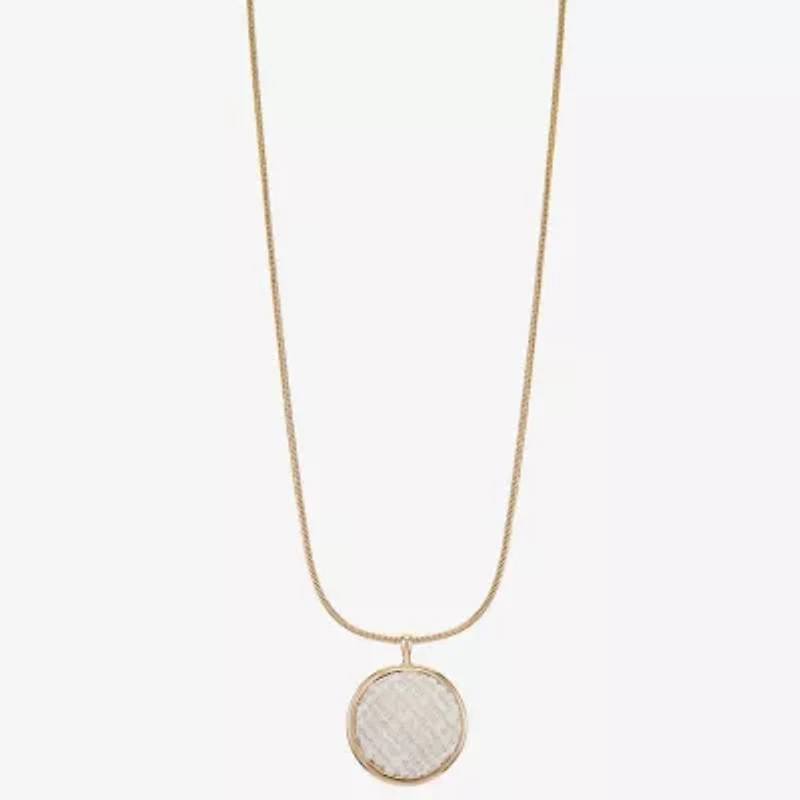 Monet Jewelry Gold Tone Tweed Womens Round 17 Inch Pendant Necklace