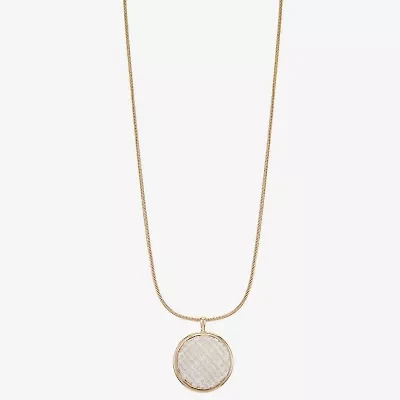 Monet Jewelry Gold Tone Tweed Womens Round 17 Inch Pendant Necklace