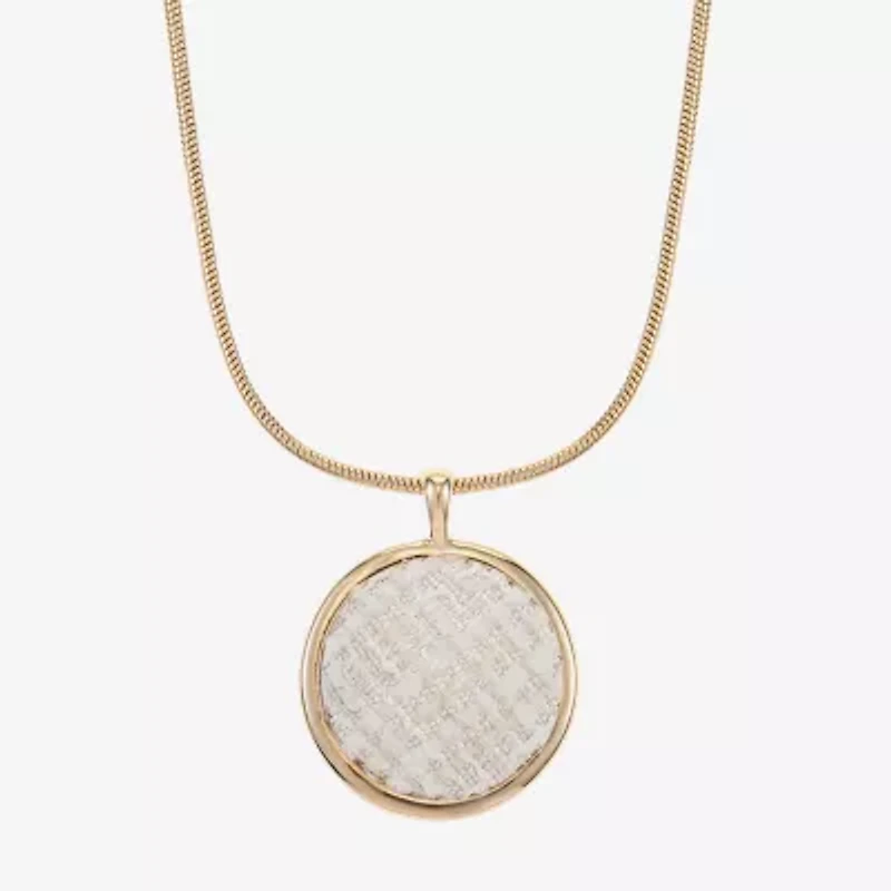 Monet Jewelry Gold Tone Tweed Womens Round 17 Inch Pendant Necklace