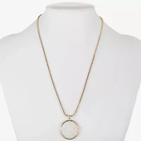 Monet Jewelry Gold Tone Tweed Womens Round 17 Inch Pendant Necklace