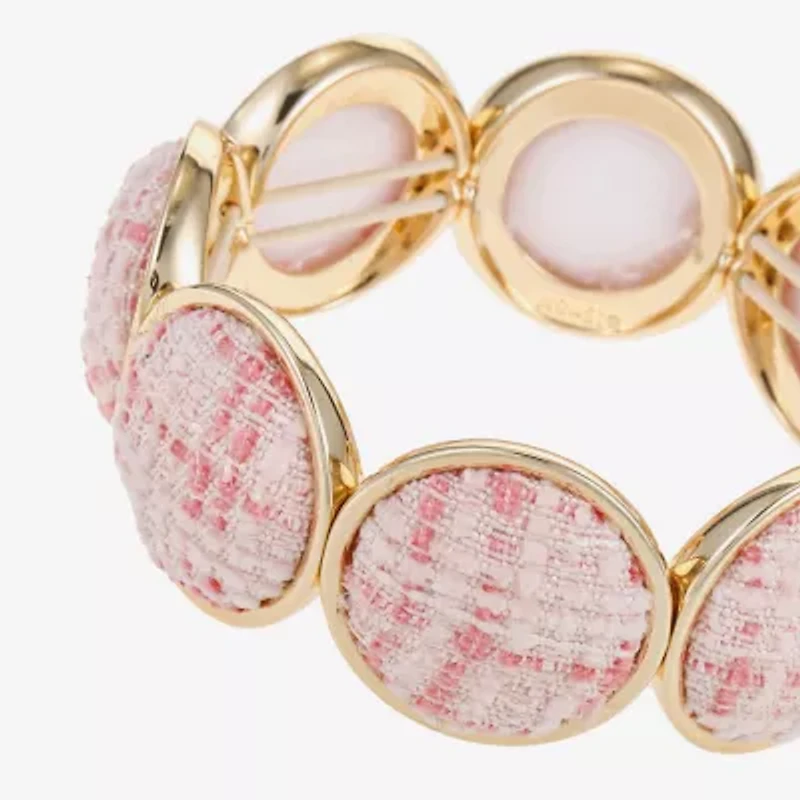 Monet Jewelry Gold Tone Tweed Womens Round Stretch Bracelet