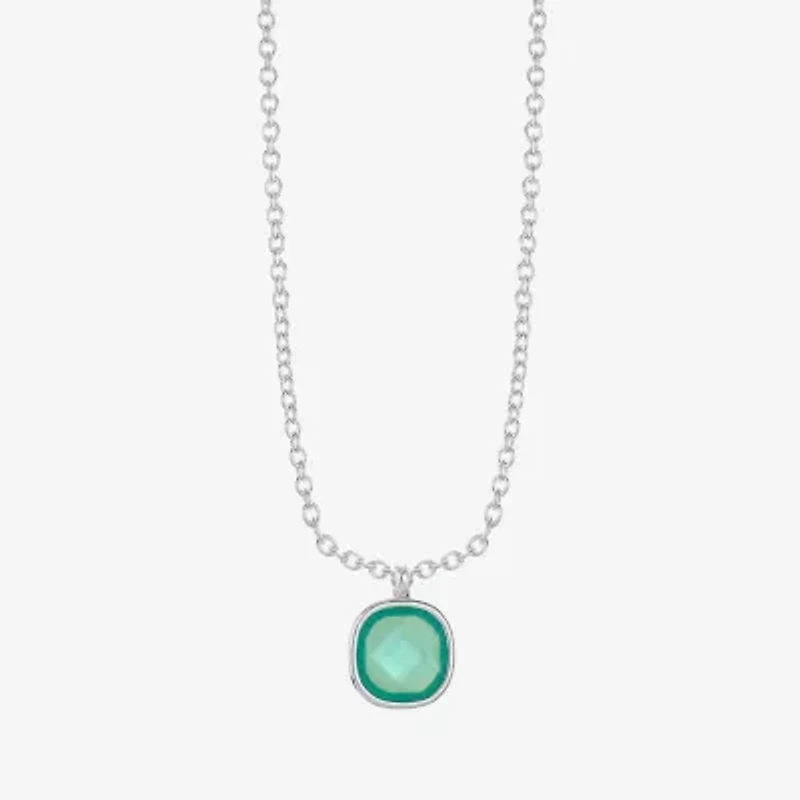 Monet Jewelry Womens Glass Cushion 17 Inch Pendant Necklace