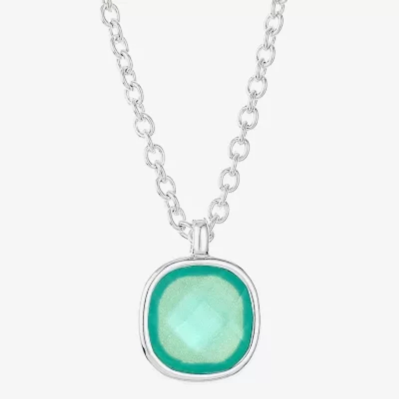 Monet Jewelry Womens Glass Cushion 17 Inch Pendant Necklace