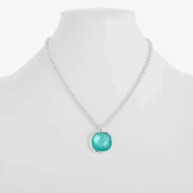 Monet Jewelry Womens Glass Cushion 17 Inch Pendant Necklace