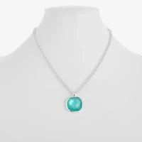 Monet Jewelry Womens Glass Cushion 17 Inch Pendant Necklace