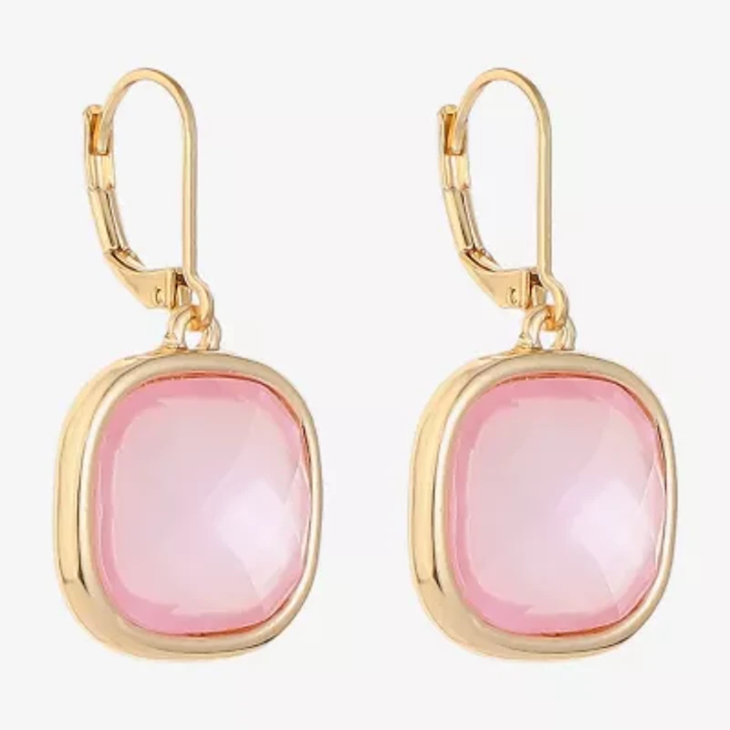 Monet Jewelry Womens Glass Cushion Drop Earrings