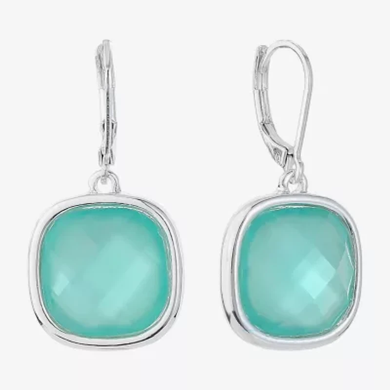Monet Jewelry Womens Glass Cushion Drop Earrings