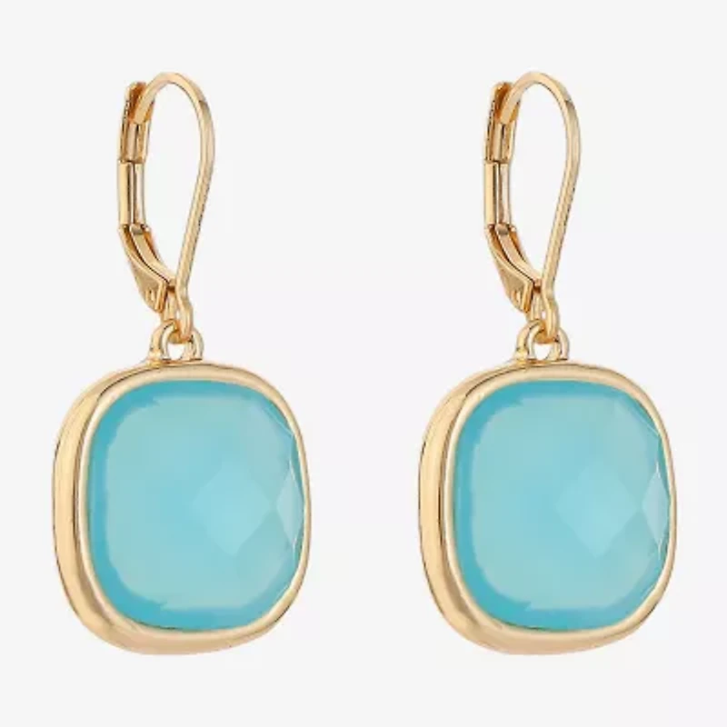 Monet Jewelry Womens Glass Cushion Drop Earrings