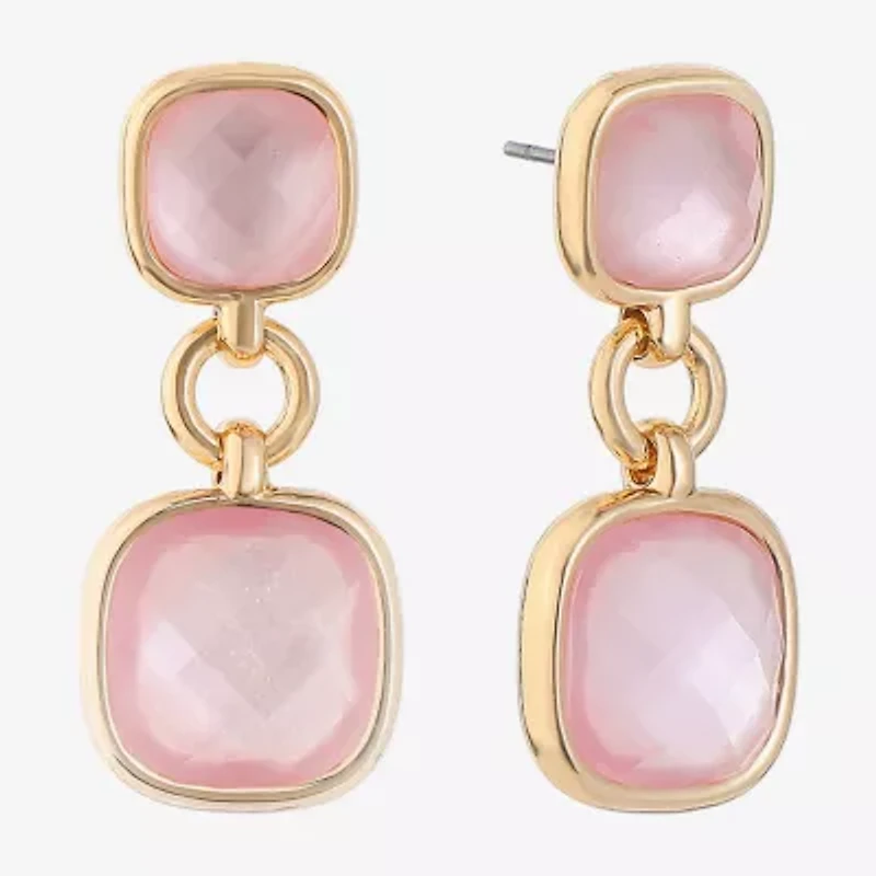 Monet Jewelry Womens Glass Cushion Hypoallergenic Drop Earrings